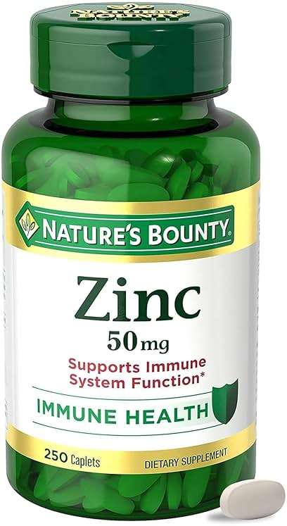 Nature’s Bounty Zinc 50mg, Immune Support & Antioxidant Supplement, Promotes Skin Health, 1 Caplet Per Day, Gluten Free, 250 Vegetarian Caplets - Image 1
