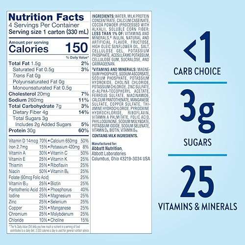 Glucerna Protein Smart Diabetes Care Shake, Chocolate, Diabetic Meal Replacement to Support Blood Sugar Management, 30g Protein, 150 Calories, Ready to Drink, 11-fl-oz Bottle, 12 Pack - Image 5