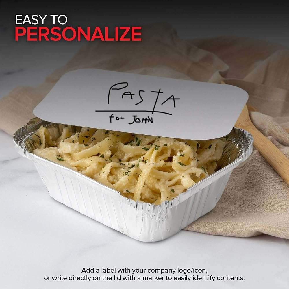 Stock Your Home 1 lb Aluminum Disposable Cookware with Lids (25 Pack) – Foil Pans with Cardboard Lids, Disposable & Recyclable Takeout Trays for Restaurants, Catering & Delis - Image 6
