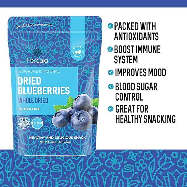 Herbaila Whole Dried Blueberries, No Sugar Added, Bulk, Dehydrated, Dried Unsweetened Blueberries, All Natural, Non-GMO, 1 Pound. - 16 oz. - Image 6
