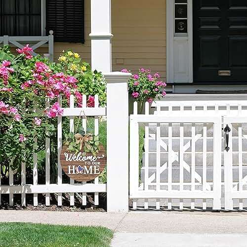 Interchangeable Seasonal Welcome Sign Front Door Decoration, Rustic Round Wood Wreaths Wall Hanging Outdoor, Farmhouse, Porch, for Spring Summer Fall All Seasons Holiday Halloween Christmas. - Image 2