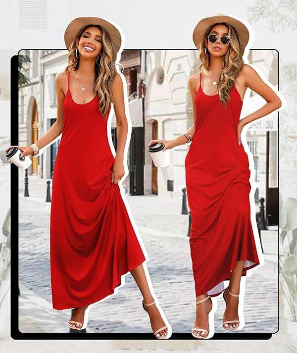 Wolddress Womens Maxi Dress with Pockets 2026 Casual Strap Plus Size Loose Plain Long Office Summer Beach Travel Dresses S-5X - Image 4