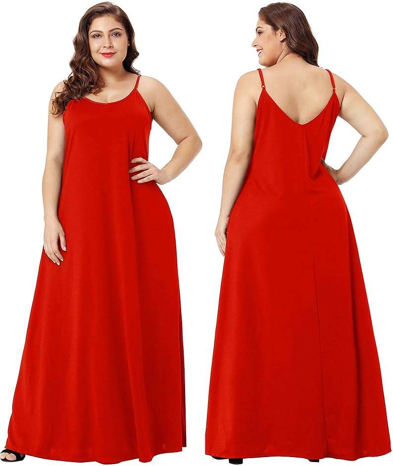 Wolddress Womens Maxi Dress with Pockets 2026 Casual Strap Plus Size Loose Plain Long Office Summer Beach Travel Dresses S-5X - Image 5