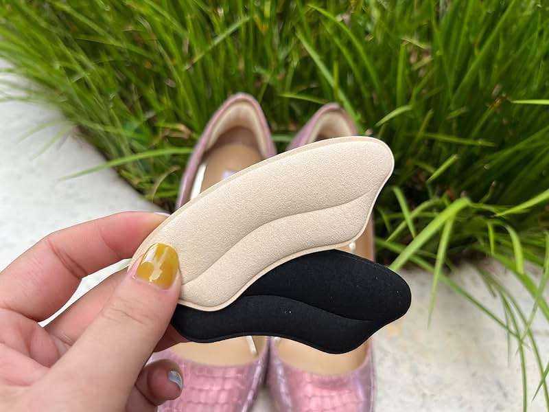 Heel Grips Liner Cushions Inserts for Loose Shoes, Heel Pads Snugs for Shoe Too Big Men Women, Filler Improved Shoe Fit and Comfort, Stop Heel Slip and Blister (4 Pairs) (Pale Apricot+Black) - Image 6