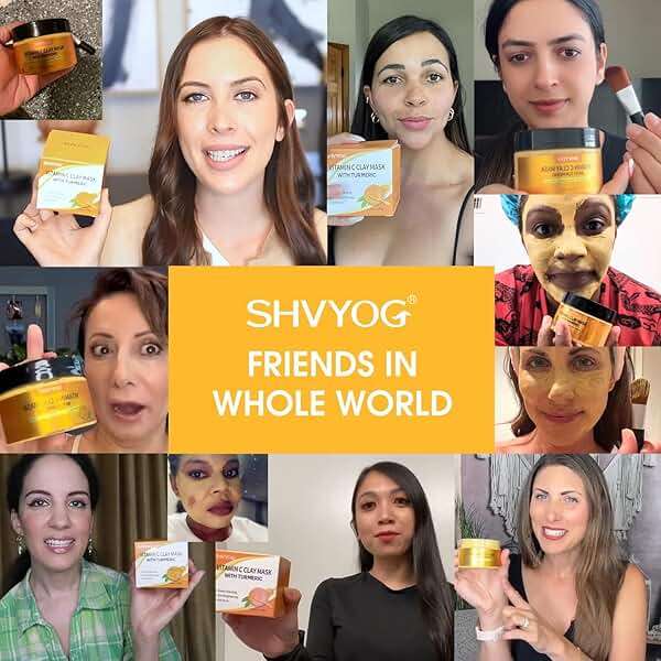 SHVYOG Turmeric Vitamin C Clay Mask with Kaolin Clay for Dull & Blemish-Prone Skin, Deep Cleansing Facial Mask, Face Masks Skincare for Controlling Oil and Refining Pores 5.29 Oz 150g - Image 3