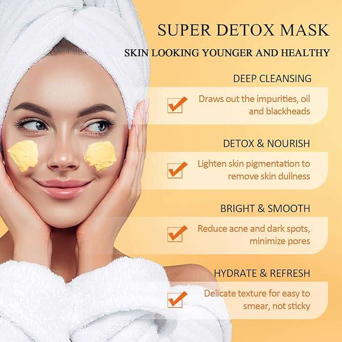 SHVYOG Turmeric Vitamin C Clay Mask with Kaolin Clay for Dull & Blemish-Prone Skin, Deep Cleansing Facial Mask, Face Masks Skincare for Controlling Oil and Refining Pores 5.29 Oz 150g - Image 4