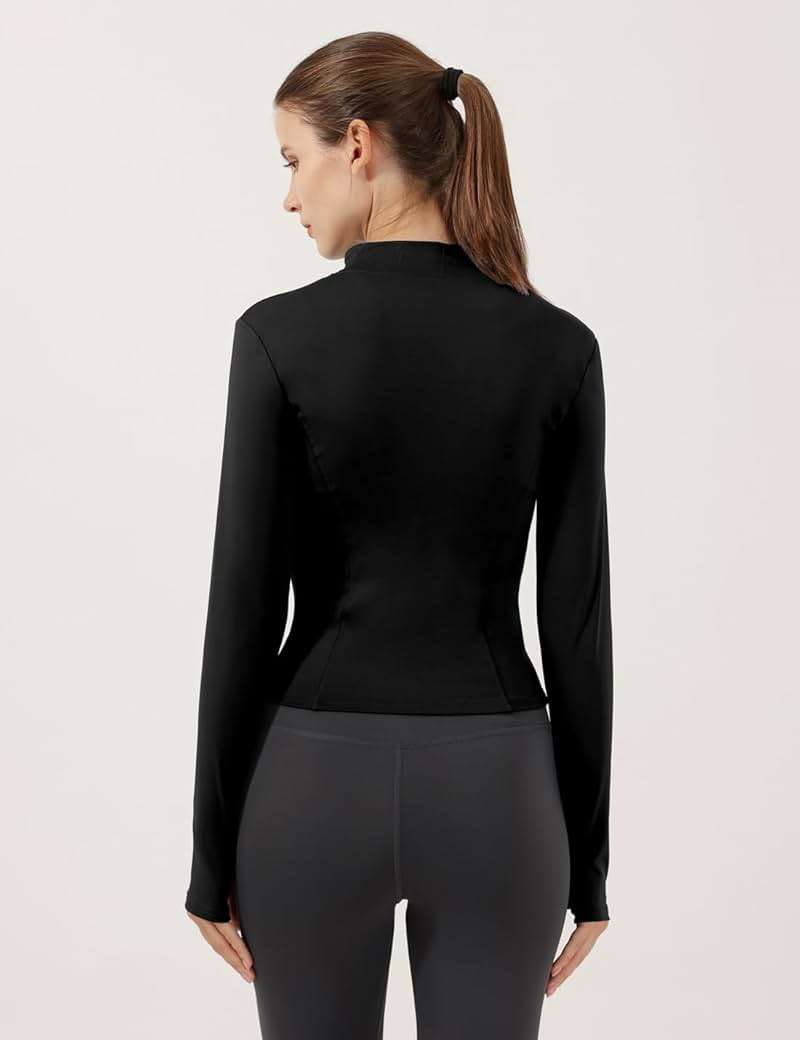 Locachy Women's Lightweight Stretchy Workout Full Zip Running Track Jacket with Thumb Holes - Image 3