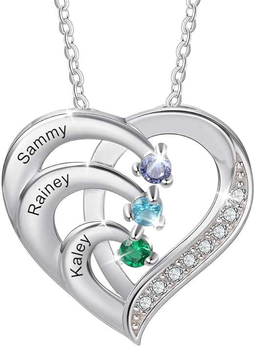 kaululu Custom Birthstone Necklace with Names for Women 925 Sterling Silver 2-6 Birthstones for Mom Wife Grandma Personalized Family Necklace Gifts or Birthday Christmas Valentines - Image 1