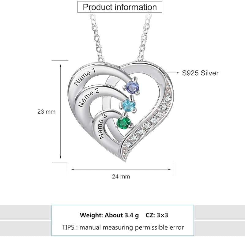 kaululu Custom Birthstone Necklace with Names for Women 925 Sterling Silver 2-6 Birthstones for Mom Wife Grandma Personalized Family Necklace Gifts or Birthday Christmas Valentines - Image 5