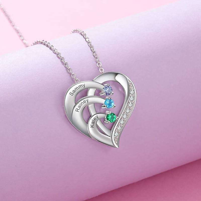 kaululu Custom Birthstone Necklace with Names for Women 925 Sterling Silver 2-6 Birthstones for Mom Wife Grandma Personalized Family Necklace Gifts or Birthday Christmas Valentines - Image 6