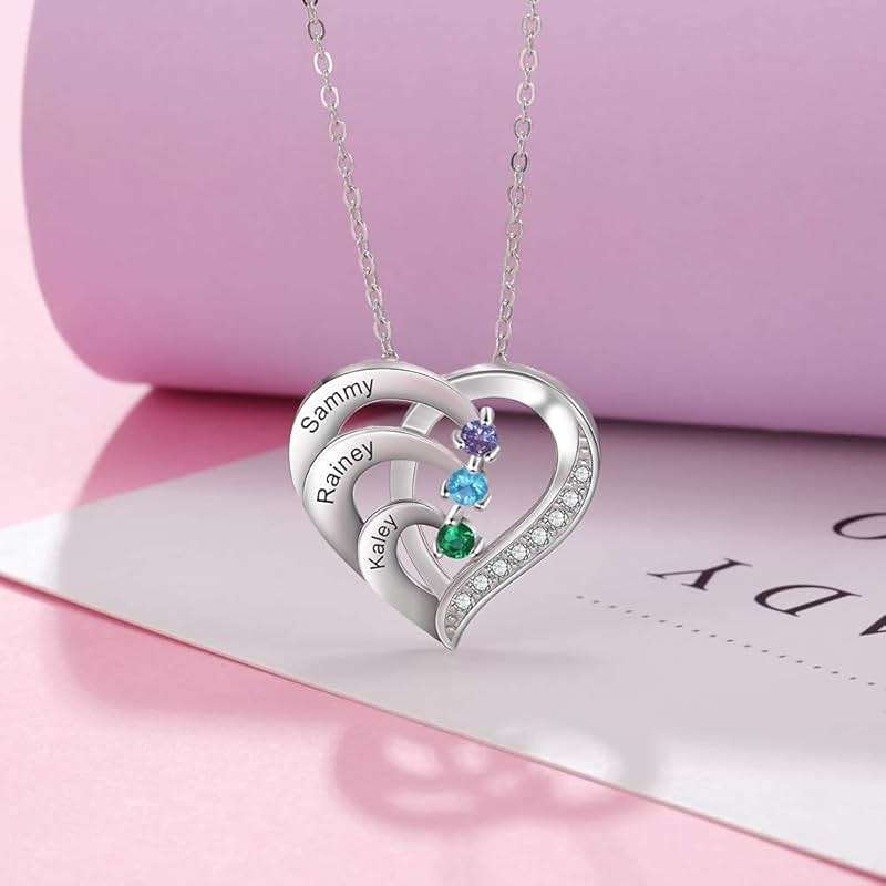 kaululu Custom Birthstone Necklace with Names for Women 925 Sterling Silver 2-6 Birthstones for Mom Wife Grandma Personalized Family Necklace Gifts or Birthday Christmas Valentines - Image 7