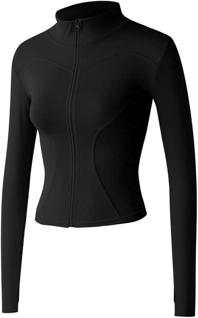Gacaky Women's Slim Fit Lightweight Athletic Full Zip Stretchy Workout Running Track Jacket with Thumb Holes - Image 1