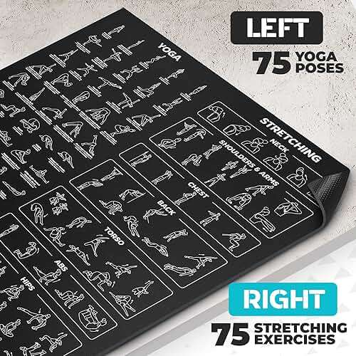 Extra-Large Instructional Yoga Mat with Poses Printed On It - 3X Bigger & 2X Wider than Regular Workout Mats - 150 Illustrated Yoga Poses and Stretches - Wide, Non-Slip, Barefoot Exercise Mat - Image 2
