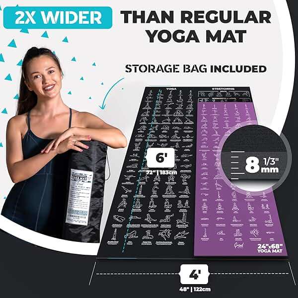 Extra-Large Instructional Yoga Mat with Poses Printed On It - 3X Bigger & 2X Wider than Regular Workout Mats - 150 Illustrated Yoga Poses and Stretches - Wide, Non-Slip, Barefoot Exercise Mat - Image 3