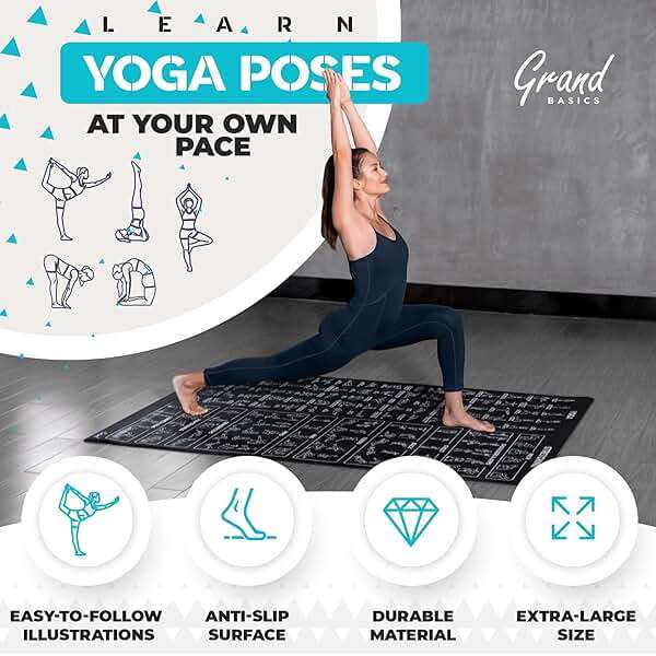 Extra-Large Instructional Yoga Mat with Poses Printed On It - 3X Bigger & 2X Wider than Regular Workout Mats - 150 Illustrated Yoga Poses and Stretches - Wide, Non-Slip, Barefoot Exercise Mat - Image 4