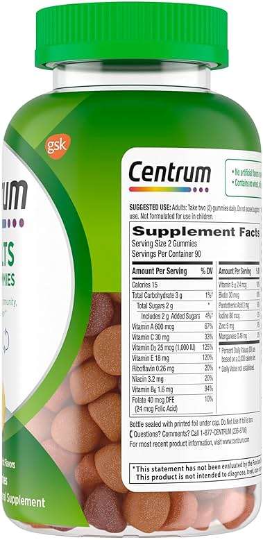Centrum MultiGummies Gummy Multivitamin for Adults, Multivitamin/Multimineral Supplement with Vitamins D, B and E, Assorted Fruit Flavor - 180 Count - Image 13