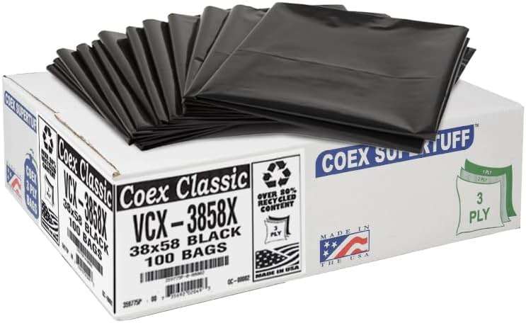 Aluf Plastics 55-60 Gallon Trash Bags - 1.5 MIL (eq) Black Heavy Duty Trash Can Liners - 38" x 58" - Pack of 100 - For Contractor, Industrial, Commercial, & Outdoor - Image 5