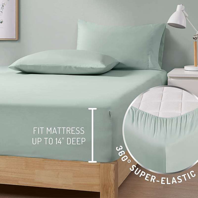 Degrees of Comfort Coolmax® Cooling Bed Sheets Queen Size for Hot Sleepers, Moisture Wicking Sheet Set for Night Sweats, Deep Pocket, Ultra Soft, Cozy for All Seasons, Aqua 4 Pieces - Image 6