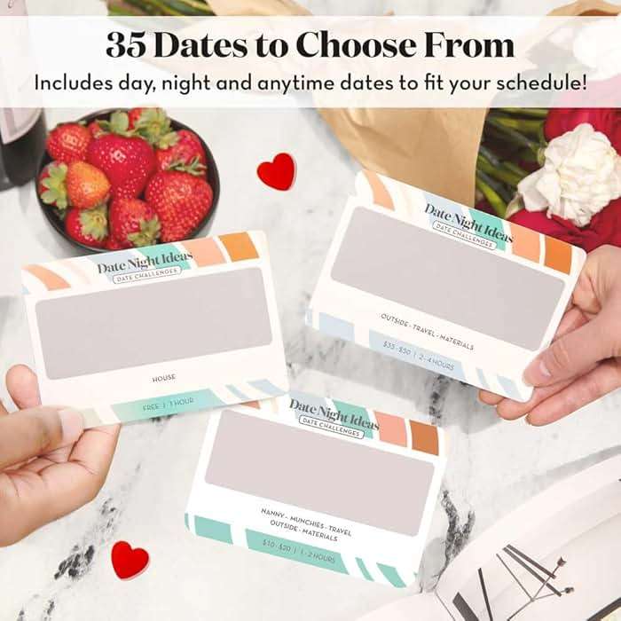 35 Scratch Off Date Night Ideas, Couples Gifts for Him, Her, Girlfriend, Boyfriend, Wife or Husband - Women or Men Anniversary Card Game, Engagement Gifts for Couples, Bridal Shower, Wedding, Birthday - Image 2