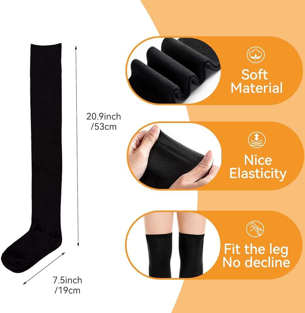 Ammiko Womens Thigh High Socks Cotton Striped Over the Knee Socks Long Knee High Socks Casual High Stockings for Women - Image 5