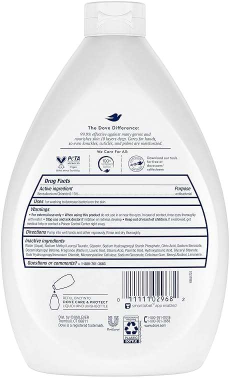 Dove Antibacterial Hand Wash Care & Protect Pack of 3 Protects Skin from Dryness, Moisturizers More Than The Leading Ordinary Hand Soap, 34 oz - Image 2