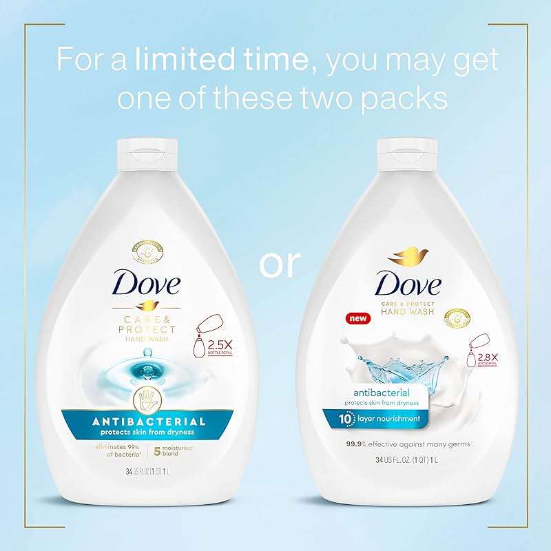 Dove Antibacterial Hand Wash Care & Protect Pack of 3 Protects Skin from Dryness, Moisturizers More Than The Leading Ordinary Hand Soap, 34 oz - Image 3
