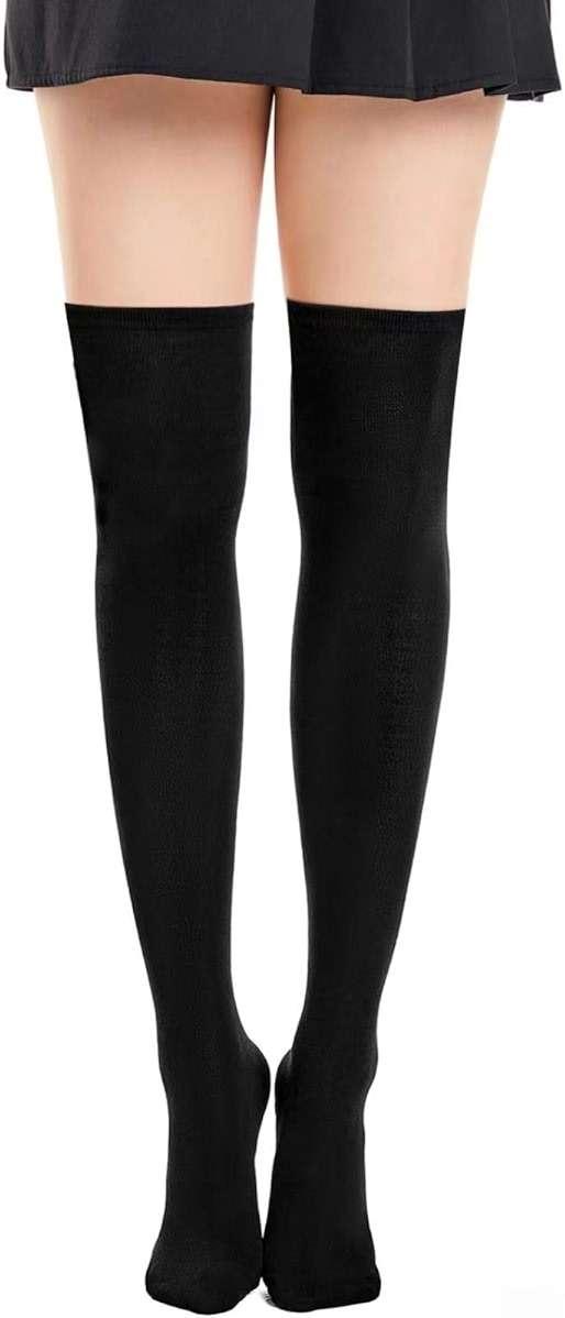 Ammiko Womens Thigh High Socks Cotton Striped Over the Knee Socks Long Knee High Socks Casual High Stockings for Women - Image 1