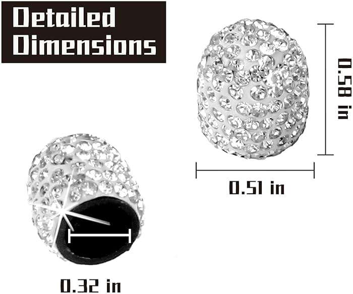 JUSTTOP 4 Pack Handmade Crystal Rhinestone Tire Valve Stem Caps, Wheel Tire Valve, Attractive Dustproof Bling Car Accessories, Universal for Cars, Trucks and Motorcycles-White - Image 3