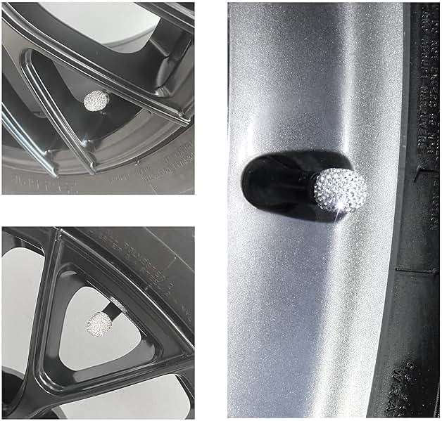 JUSTTOP 4 Pack Handmade Crystal Rhinestone Tire Valve Stem Caps, Wheel Tire Valve, Attractive Dustproof Bling Car Accessories, Universal for Cars, Trucks and Motorcycles-White - Image 4