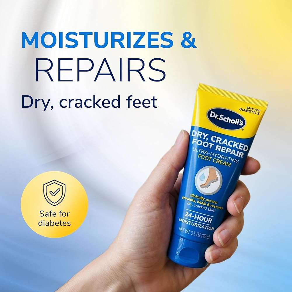 Dr. Scholl's Dry, Cracked Foot Repair Ultra-Hydrating Foot Cream Moisturizer, 3.5 oz, Skin Care Foot Lotion with 25% Urea for Dry Cracked Feet, Heals and Moisturizes for Healthy Feet - Image 3