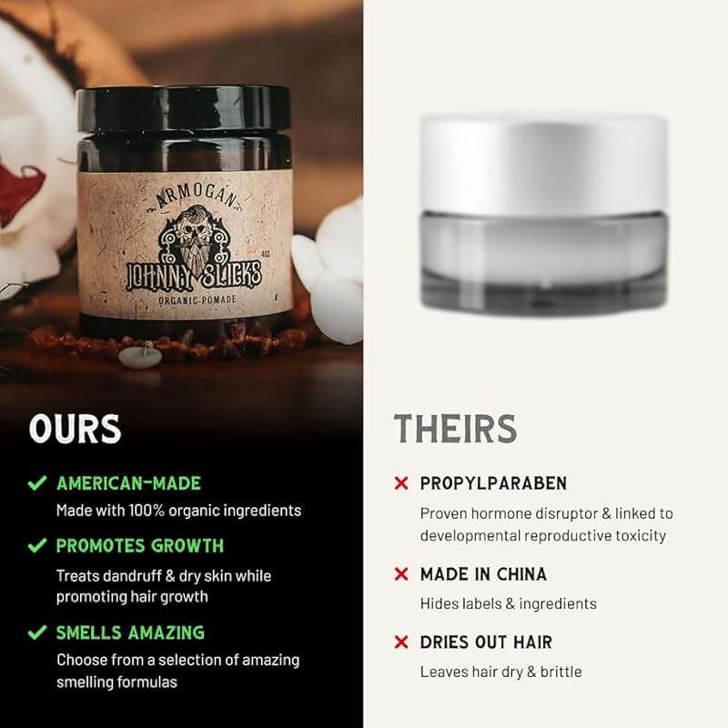 Johnny Slicks Oil Based Pomade | Organic Hair Styling for Men, Low to Medium Hold | Promotes Healthy Hair Growth & Helps Hydrate Dry Skin, (Original, 4 Ounce) Veteran Owned, USA Made. - Image 7