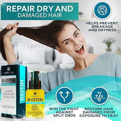 Biotin Hair Thickening Serum for Men and Women - Intense Strengthening Treatment Product with Natural Botanical Oil Blend to Help Boost Thin Hair - Repair Thinning Hair, Increase Volume and Shine - Image 4