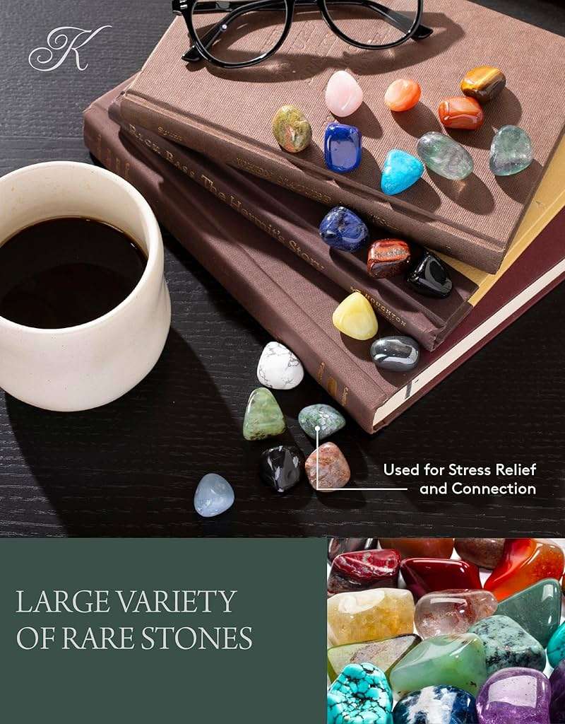 KALIFANO Bulk Tumbled Stones – Over 1,000 Carats Mixed Polished Healing Crystals & Gems for Reiki, Crafts, Kids & Decor (Includes Rose Quartz, Howlite Turquoise, Fluorite, Unakite, Lapis Lazuli) – Piedras de Cristal Para Decorar - Image 3
