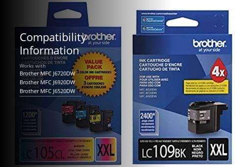 Brother Genuine Ultra High Yield Black Ink Cartridge LC109BK and Super High Yield Cyan Magenta and Yellow Cartridges LC105C, LC105M, LC105Y - Image 2