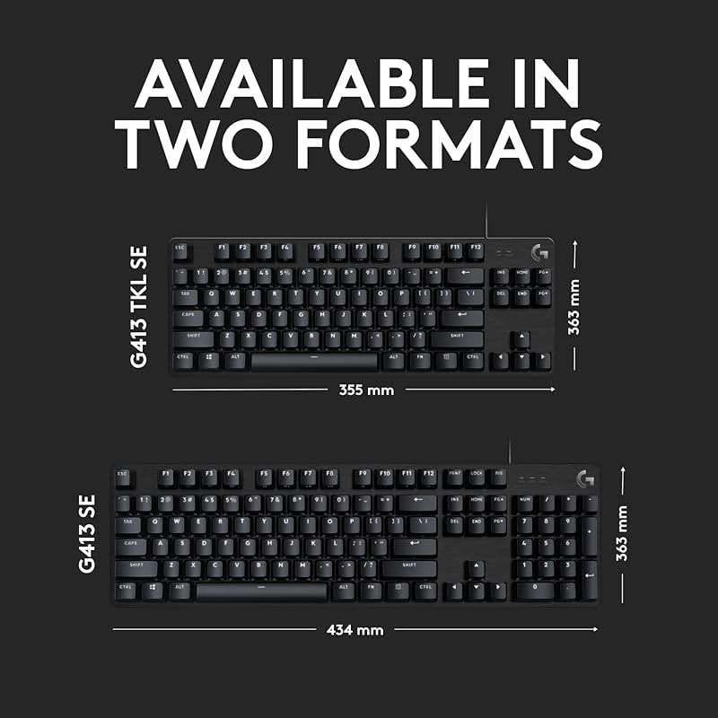 Logitech G413 SE Full-Size Mechanical Gaming Keyboard - Backlit Keyboard with Tactile Mechanical Switches, Anti-Ghosting, Compatible with Windows, macOS - Black Aluminum - Image 8