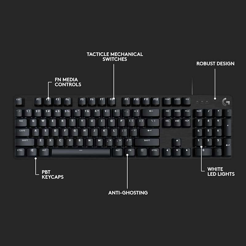 Logitech G413 SE Full-Size Mechanical Gaming Keyboard - Backlit Keyboard with Tactile Mechanical Switches, Anti-Ghosting, Compatible with Windows, macOS - Black Aluminum - Image 9