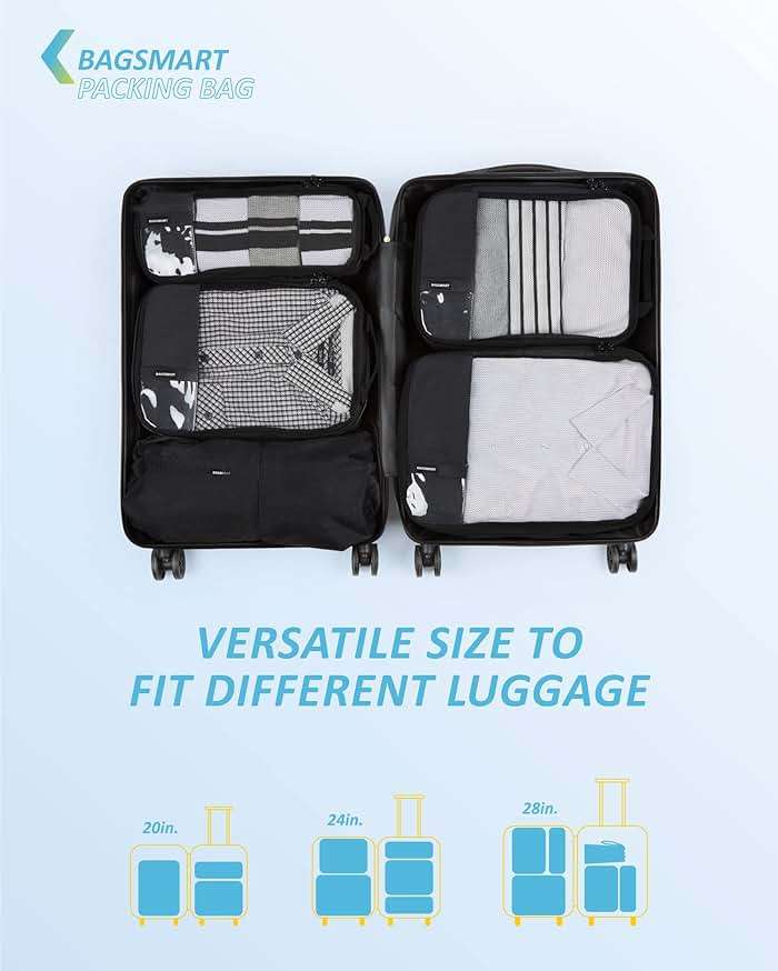 BAGSMART 6 Set /4 Set/2 Set Compression Packing Cubes for Travel, Lightweight Luggage Organizer Bags, Durable Space Saver Bags Travel Essentials - Image 3