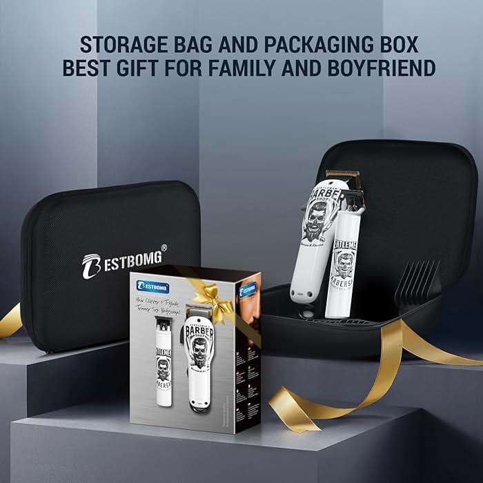 BESTBOMG® Hair Clippers & Trimmer Ceramic T-Blade Cordless Haircut Sets Rechargeable 2000mAh/1200mAh with 10 Guide Combs & for Men/Father/Husband/Boyfriend - Image 2