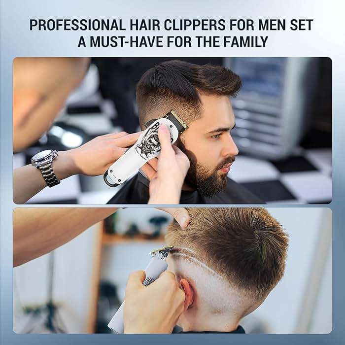 BESTBOMG® Hair Clippers & Trimmer Ceramic T-Blade Cordless Haircut Sets Rechargeable 2000mAh/1200mAh with 10 Guide Combs & for Men/Father/Husband/Boyfriend - Image 6