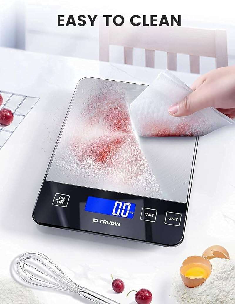 33lb Food Scale, NASA-Grade Digital Kitchen Scale, Precisely Measures Grams and Ounces for Baking and Cooking, Waterproof Tempered Glass & Stainless Steel Platform - Image 7