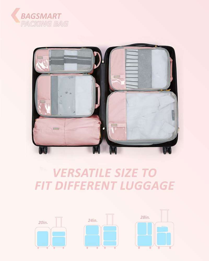 BAGSMART 6 Set /4 Set/2 Set Compression Packing Cubes for Travel, Lightweight Luggage Organizer Bags, Durable Space Saver Bags Travel Essentials - Image 3