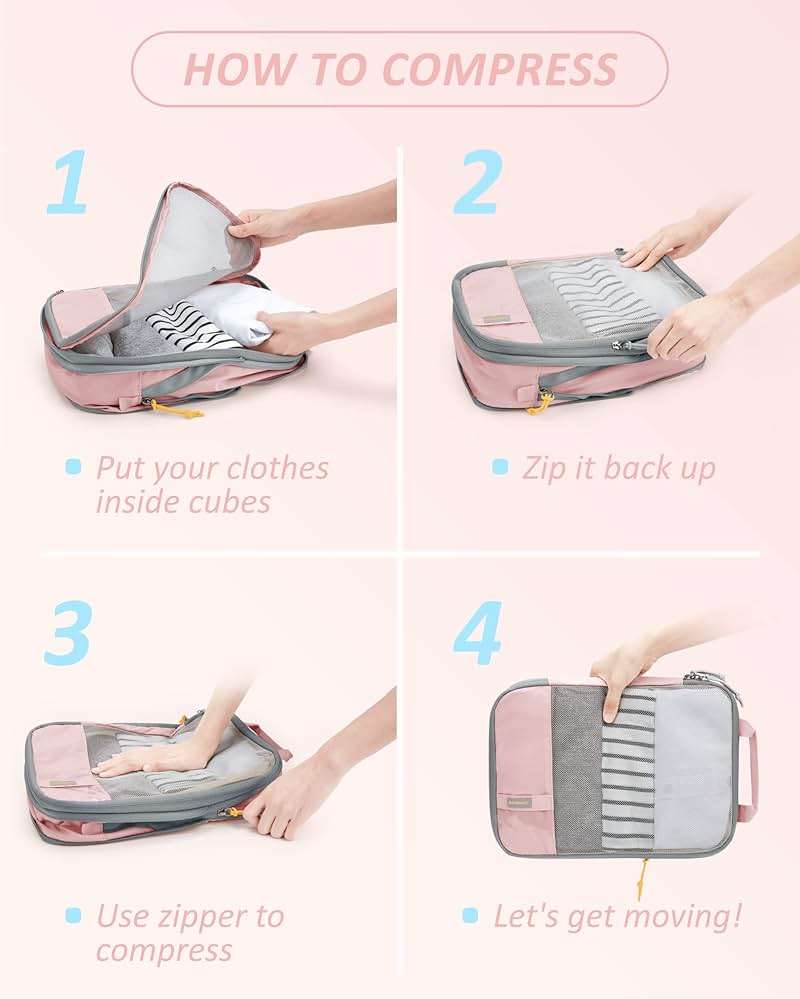 BAGSMART 6 Set /4 Set/2 Set Compression Packing Cubes for Travel, Lightweight Luggage Organizer Bags, Durable Space Saver Bags Travel Essentials - Image 5