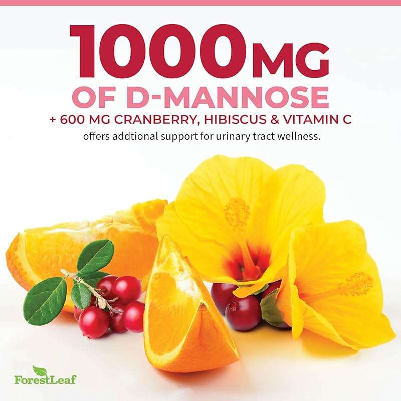 ForestLeaf D Mannose Supplements for Women & Men - D-Mannose 1000mg Capsules with Cranberry, Hibiscus & VIT C - DMannose Pills for UTI, Urinary Tract & Bladder Support - 120 Caps - Image 7