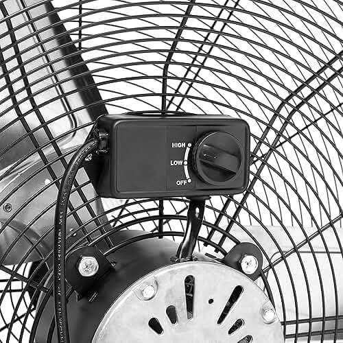 Amazon Basics 30" 300W High-Velocity Heavy-Duty Industrial Drum Fan for Cooling, Metal Housing, UL-Certified Safety Compliance, 2 Speeds, High CFM Up to 12,480, 5.9-ft Power Cord, 2 Wheels, Black - Image 5