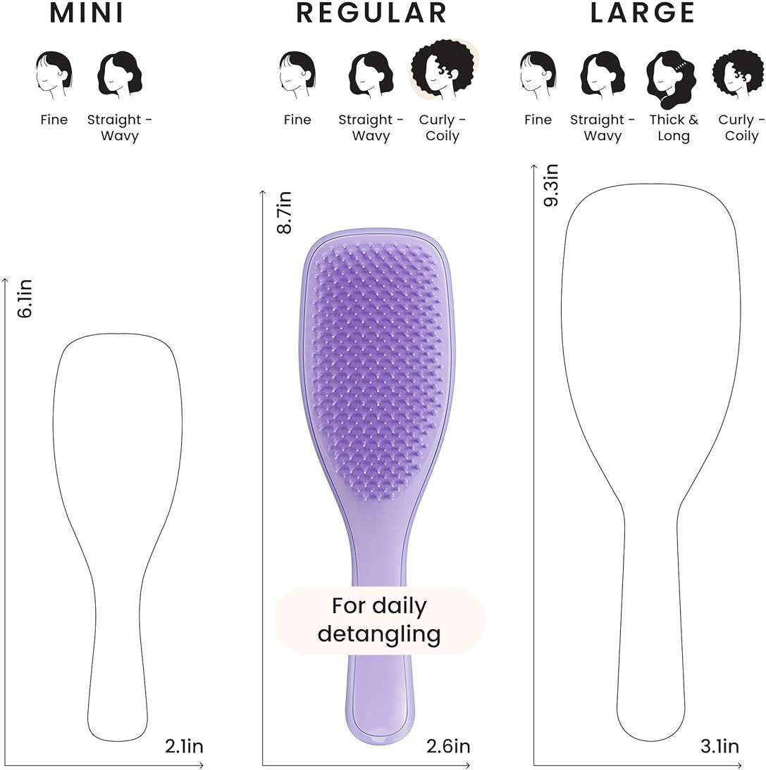 Tangle Teezer Ultimate Detangler Curly Hair Brush, Dry & Wet Hairbrush, Reduces Frizz & Breakage, for 3C to 4C Curly Hair Types, Purple Passion - Image 8