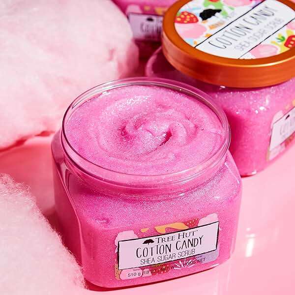 Tree Hut Cotton Candy Body Scrub, Exfoliating & Hydrating Sugar Scrub with Shea Butter & Essential Oils, Smooth Skin, Body Exfoliator For All Skin Types, Self Care Gifts for Women, Vegan, 18 Oz - Image 4