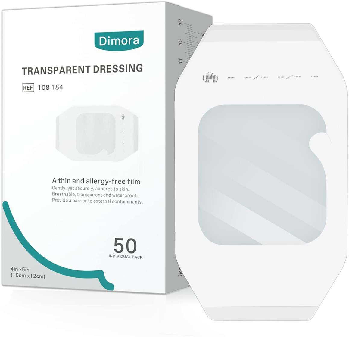 Dimora Transparent Film Dressing 50 Packs, Waterproof Adhesive Clear Bandages 4 in x 5 in, Wound Cover for IV Shield, Tattoo Aftercare Bandage,Clear Bandage Tape for Wound Care - Image 1