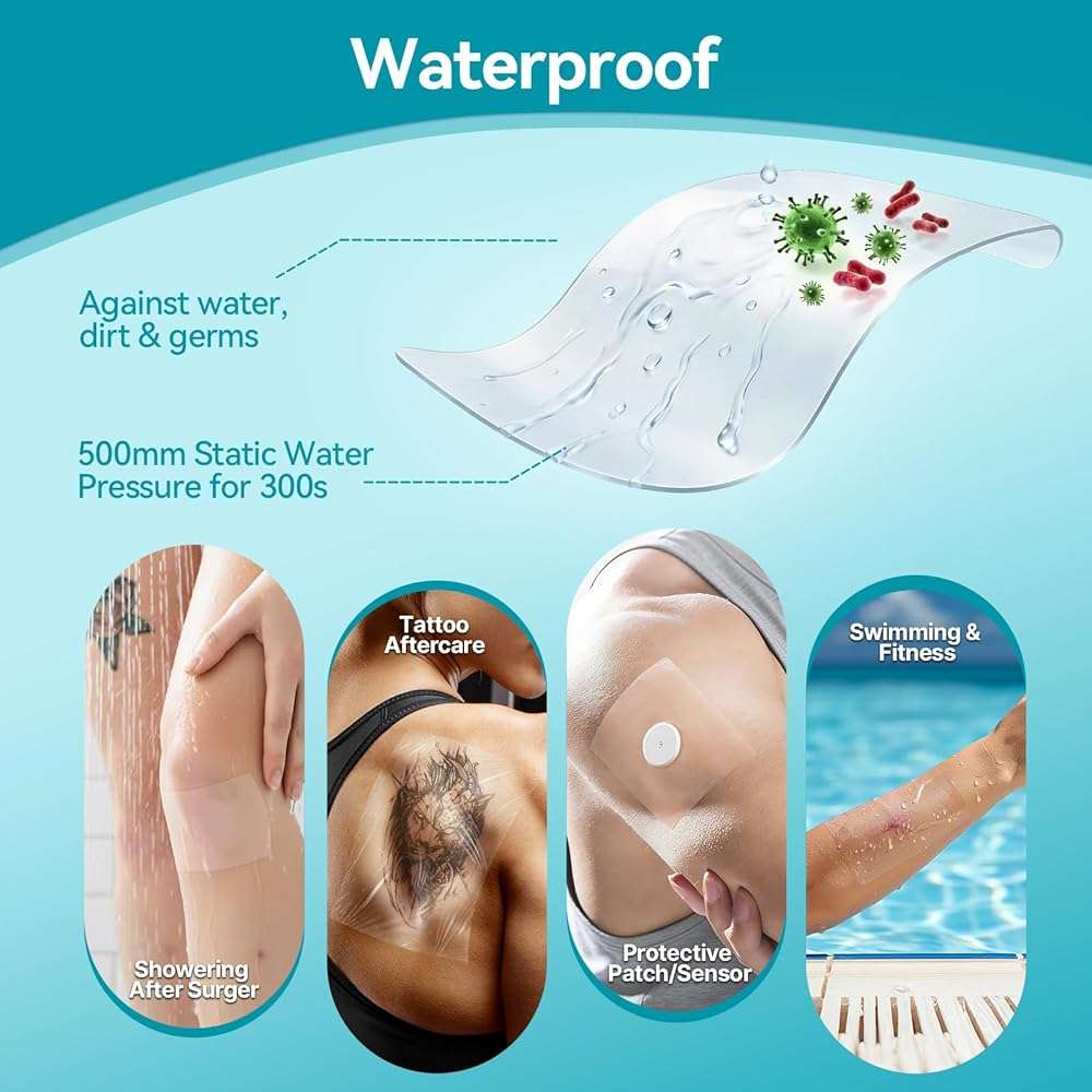 Dimora Transparent Film Dressing 50 Packs, Waterproof Adhesive Clear Bandages 4 in x 5 in, Wound Cover for IV Shield, Tattoo Aftercare Bandage,Clear Bandage Tape for Wound Care - Image 2