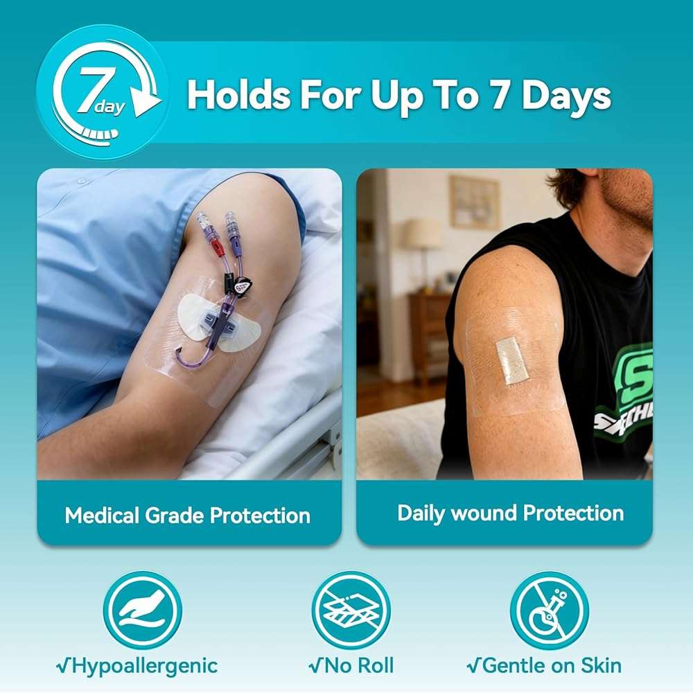 Dimora Transparent Film Dressing 50 Packs, Waterproof Adhesive Clear Bandages 4 in x 5 in, Wound Cover for IV Shield, Tattoo Aftercare Bandage,Clear Bandage Tape for Wound Care - Image 3