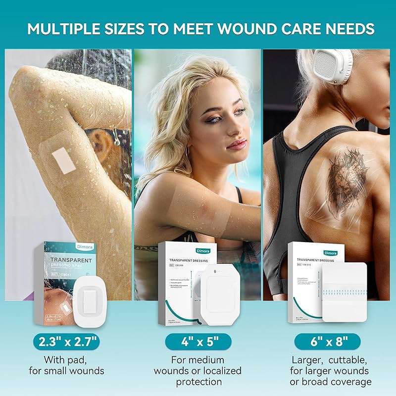 Dimora Transparent Film Dressing 50 Packs, Waterproof Adhesive Clear Bandages 4 in x 5 in, Wound Cover for IV Shield, Tattoo Aftercare Bandage,Clear Bandage Tape for Wound Care - Image 6